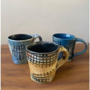 Handmade Pottery Mugs Set Of